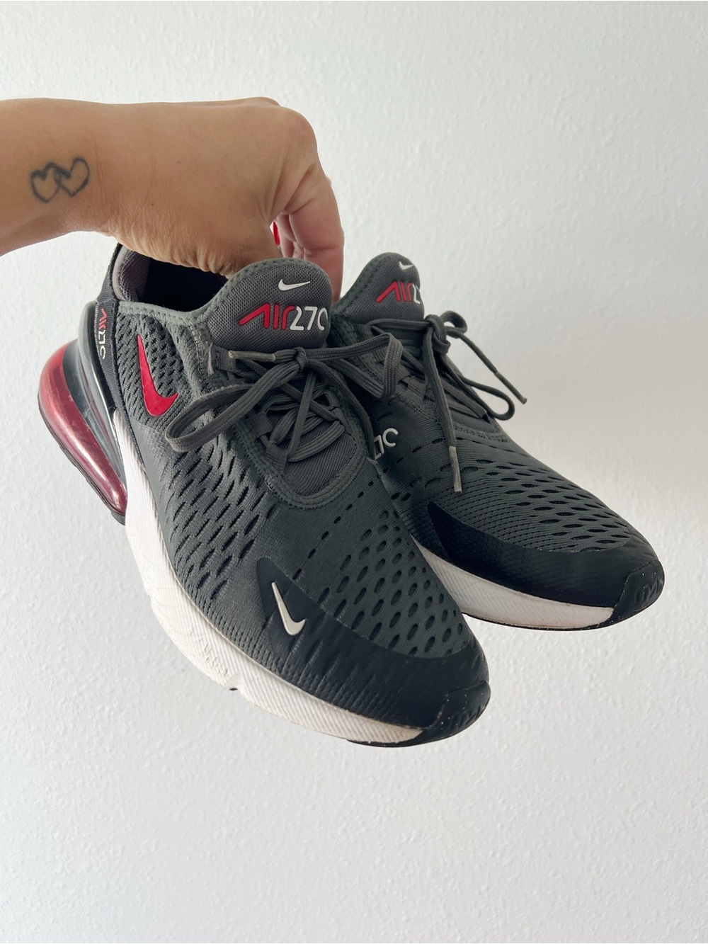 Nike Air Max 270 Black Gray with Red Accents